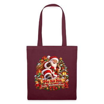 Santa Geschenke Weihnachtsfreude - Stoffbeutel - Burgunderrot - Vorne