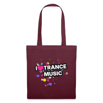 I Love Trance Music - Colour Splash - Stoffbeutel - Burgunderrot - Vorne