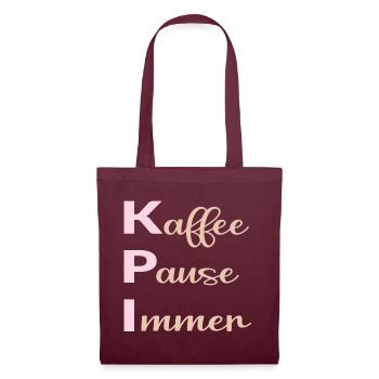 Büro Kaffee Sprüche - Stoffbeutel - Burgunderrot - Vorne