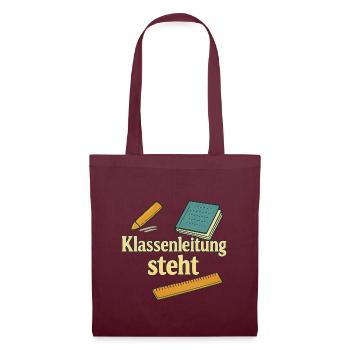 Geschenk für die erste eigene Klassenleitung - Stoffbeutel - Burgunderrot - Vorne