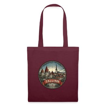 Tallinn Estland Reiseabzeichen Altstadt-Souvenir - Stoffbeutel - Burgunderrot - Vorne
