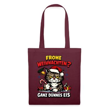 Frohe Weihnachten Ganz Dünnes Eis Weihnachtsoutfit - Stoffbeutel - Burgunderrot - Vorne