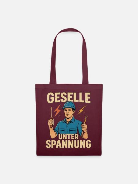 Geschenk zur bestandenen Elektriker-Gesellenprüfun - Stoffbeutel - Burgunderrot