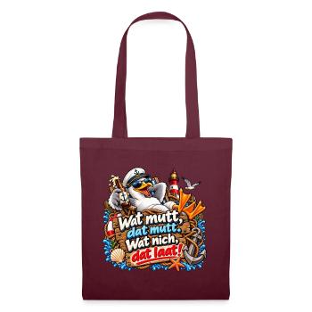 Wat mutt, datt mutt Nautik Clipart - Stoffbeutel - Burgunderrot - Vorne