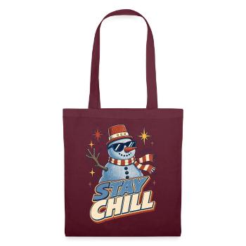 Stay Chill – Retro Schneemann Weihnachten - Stoffbeutel - Burgunderrot - Vorne