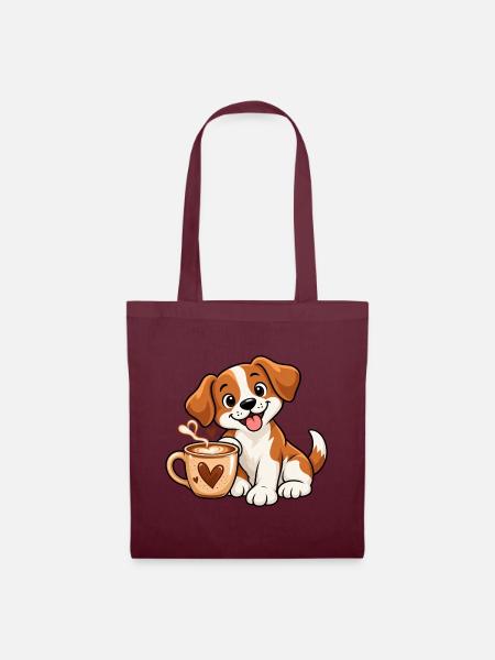 Dogs & Coffee - Stoffbeutel - Burgunderrot