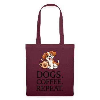 Dogs Coffee Repeat - Stoffbeutel - Burgunderrot - Vorne
