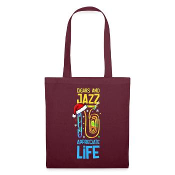 Cigars And Jazz Appreciate Life Saxophon Xmas - Stoffbeutel - Burgunderrot - Vorne