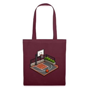 Basketball Court Korb Isometrisch Sport T-Shirt - Stoffbeutel - Burgunderrot - Vorne