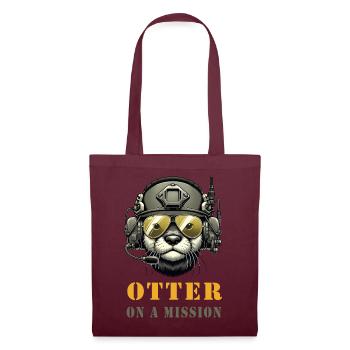 Otter mit Militärhelm und Otter on a Mission - Stoffbeutel - Burgunderrot - Vorne