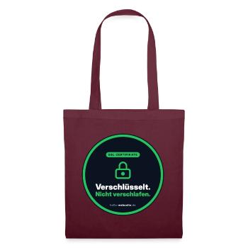 Verschlüsselt. Nicht verschlafen. SSL Nerd - Stoffbeutel - Burgunderrot - Vorne