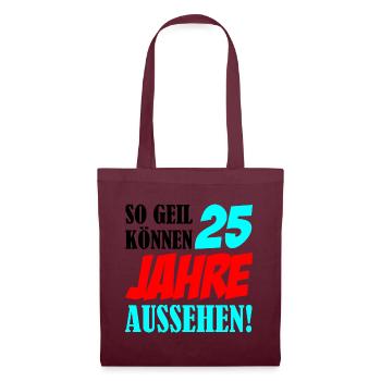 25 Jahre Aussehen – Retro Comic Stil - Stoffbeutel - Burgunderrot - Vorne