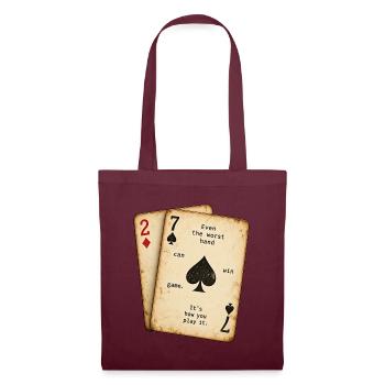 Poker Mindset – Schlechte Karten, starkes Spiel - Stoffbeutel - Burgunderrot - Vorne