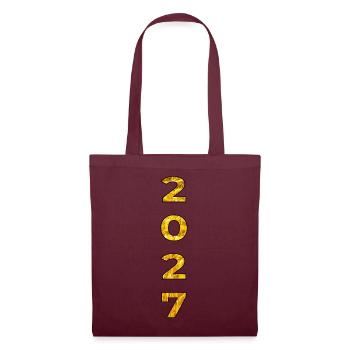 Jahrgang 2027 Jahreszahl - Stoffbeutel - Burgunderrot - Vorne