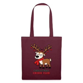 Christmas Crisis Club Lustiges Rentier-Meme - Stoffbeutel - Burgunderrot - Vorne
