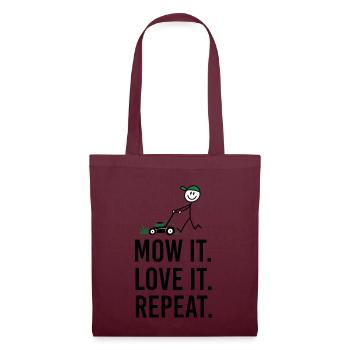 Mow It Love It Repeat – Lustiger Rasenmäher - Stoffbeutel - Burgunderrot - Vorne