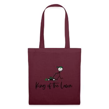 King of the Lawn – Lustiger Rasenmäher Spruch - Stoffbeutel - Burgunderrot - Vorne