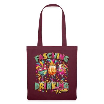 Fasching Drinking Team – Bunte Partygläser - Stoffbeutel - Burgunderrot - Vorne
