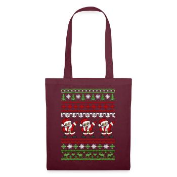 Dabbender Weihnachtsmann – Ugly Christmas Strickmu - Stoffbeutel - Burgunderrot - Vorne