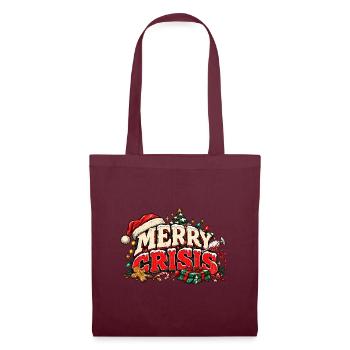 Merry Crisis – Lustiges Weihnachtsdesign - Stoffbeutel - Burgunderrot - Vorne