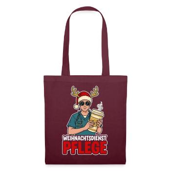 Weihnachtsdienst Pflege Weihnachten Lustig Cool - Stoffbeutel - Burgunderrot - Vorne