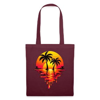 Sunset Neon Palm Melt - Stoffbeutel - Burgunderrot - Vorne