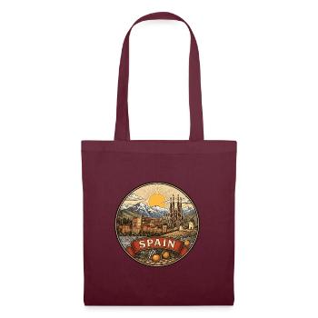 Spanien Reiseabzeichen Alhambra & Sagrada Souvenir - Stoffbeutel - Burgunderrot - Vorne