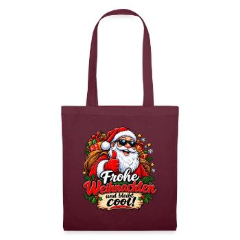 Cooler Weihnachts-Santa mit Geschenken - Stoffbeutel - Burgunderrot - Vorne