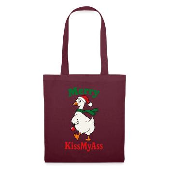 Merry KissMyAss – Weihnachtsgans mit Humor - Stoffbeutel - Burgunderrot - Vorne