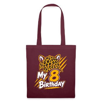 My 8 Birthday Leopard Party - Stoffbeutel - Burgunderrot - Vorne