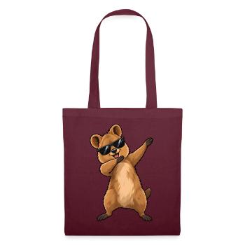 Dabbing-Quokka - Stoffbeutel - Burgunderrot - Vorne