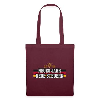Neues Jahr neue Steuern Silvester Deutschland - Stoffbeutel - Burgunderrot - Vorne