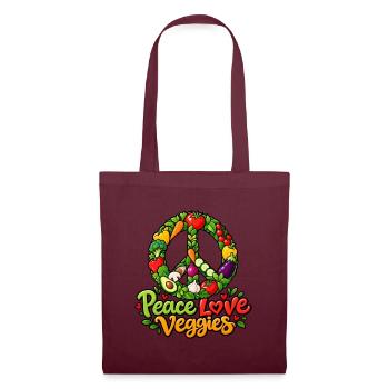 Peace Love Veggies – Vegan Vegetarisch Kochkunst - Stoffbeutel - Burgunderrot - Vorne
