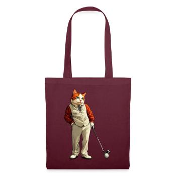 Golf Katze - Stoffbeutel - Burgunderrot - Vorne