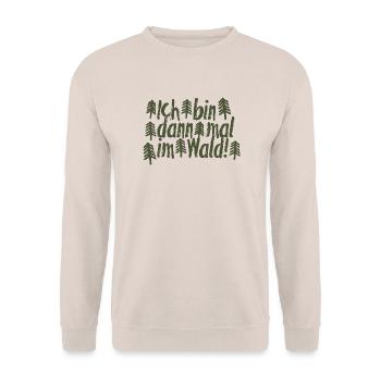 Ich bin dann mal im Wald – Bushcraft & Survival - Unisex Pullover - Sand - Vorne - Alina (178cm) & Michal (187cm)