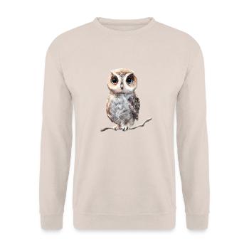 süße Eule - digital painting - Unisex Pullover - Sand - Vorne - Alina (178cm) & Michal (187cm)