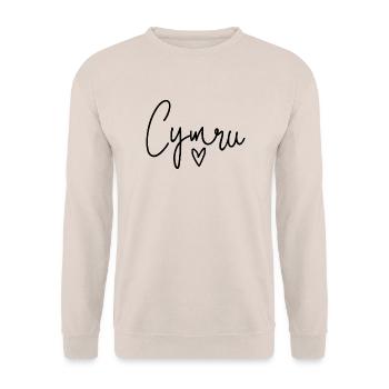 Cymru Calon Wales Heart - Unisex Sweatshirt - sand - Front - Alina (178cm) & Michal (187cm)