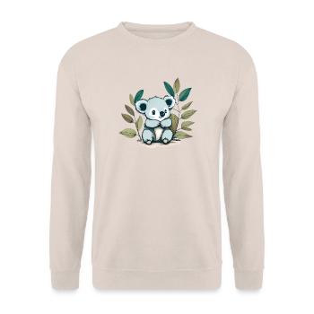 Koalabär mit Eukalyptusblättern - Unisex Pullover - Sand - Vorne - Alina (178cm) & Michal (187cm)