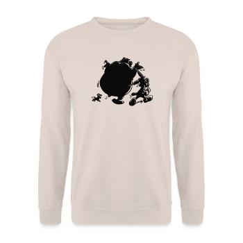 Asterix & Obelix mit Idefix Schatten - Unisex Pullover - Sand - Vorne - Alina (178cm) & Michal (187cm)