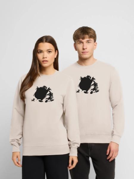 Asterix & Obelix mit Idefix Schatten - Unisex Pullover - Sand - Vorne - Alina (178cm) & Michal (187cm)