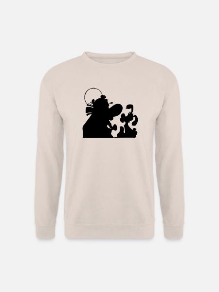Asterix & Obelix - Obelix mit Idefix Schatten - Unisex Pullover - Sand
