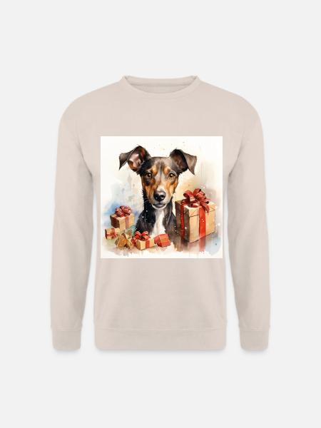 Weihnachts-Windhund mit Geschenken - Unisex Pullover - Sand