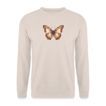 Brauner ätherischer Schmetterling - Unisex Pullover - Sand - Vorne - Alina (178cm) & Michal (187cm)