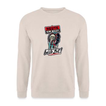 Heute keine Bestzeit, sondern die beste Zeit - Unisex Pullover - Sand - Vorne - Alina (178cm) & Michal (187cm)