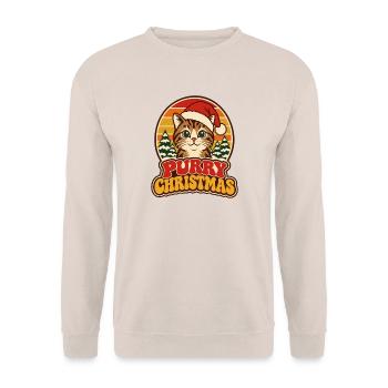 Purry Christmas Retro Katze Weihnachten - Unisex Pullover - Sand - Vorne - Alina (178cm) & Michal (187cm)