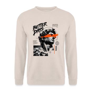 Better Days Graffiti Statue - Unisex Pullover - Sand - Vorne - Alina (178cm) & Michal (187cm)