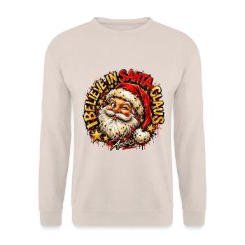 Believe in Santa Claus – Christmas Streetwear - Unisex Pullover - Sand - Vorne - Alina (178cm) & Michal (187cm)