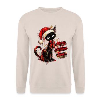 Cute Black Cat Christmas – Merry Christmas Time - Unisex Pullover - Sand - Vorne - Alina (178cm) & Michal (187cm)
