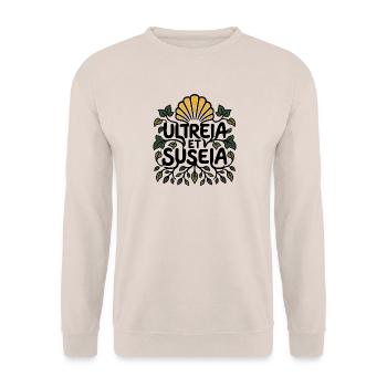 Ultreia und Suseia – Camino de Santiago - Unisex Pullover - Sand - Vorne - Alina (178cm) & Michal (187cm)