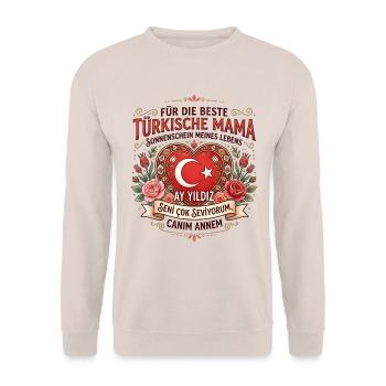 Für Die Beste Türkische Mama Canım Annem Herz - Unisex Pullover - Sand - Vorne - Alina (178cm) & Michal (187cm)